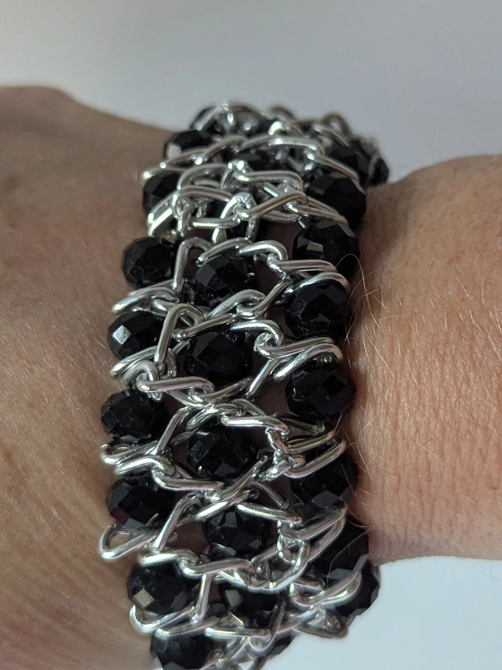 Black Beaded Chain Wrap Bracelet - Unbranded